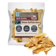 Wild Eats orejas de búfalo naturales para perros, apoyo dental potencial.