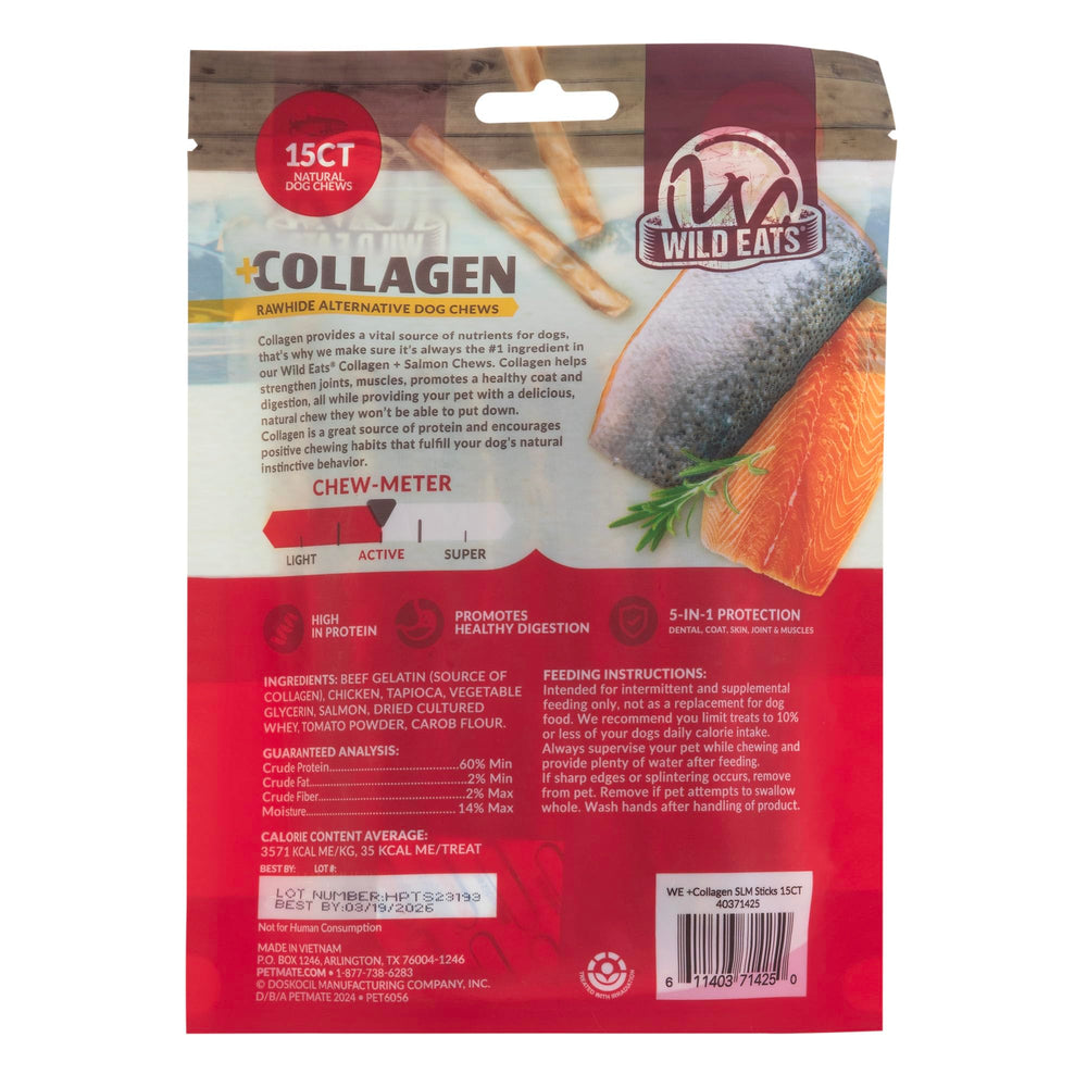 Wild Eats snack de salmón con colágeno, proteína de calidad para bienestar general.