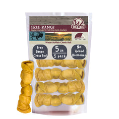 Wild Eats rollos mejilla búfalo-agua: masticación duradera para perros grandes.