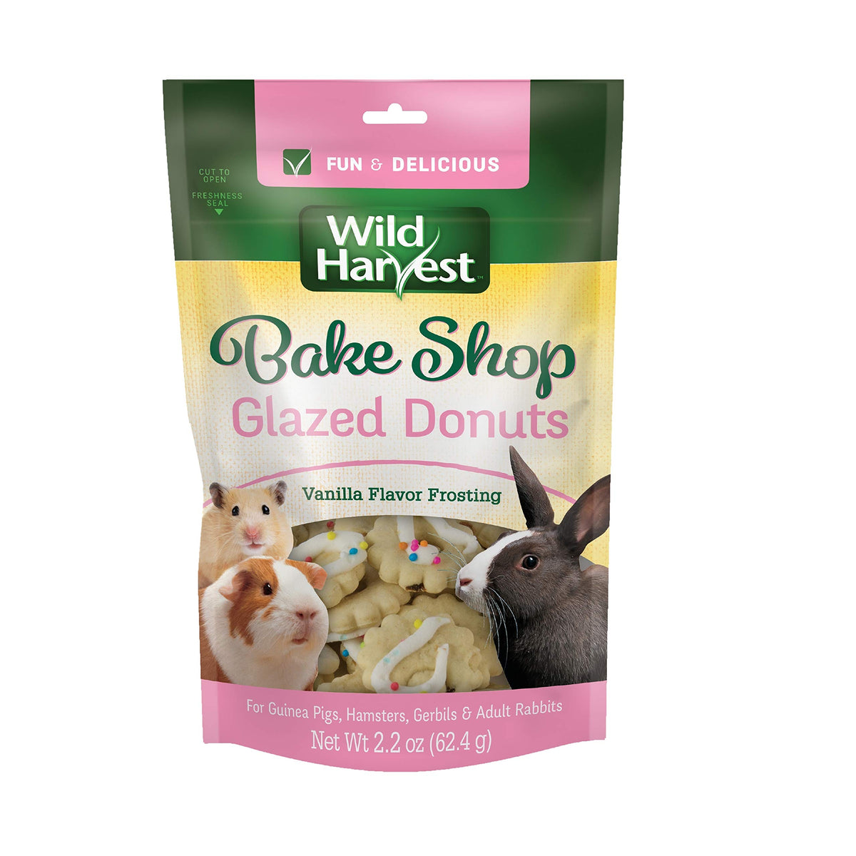 Wild Harvest Donas Glaseadas en jaula, snack sabroso para mascotas pequeñas.