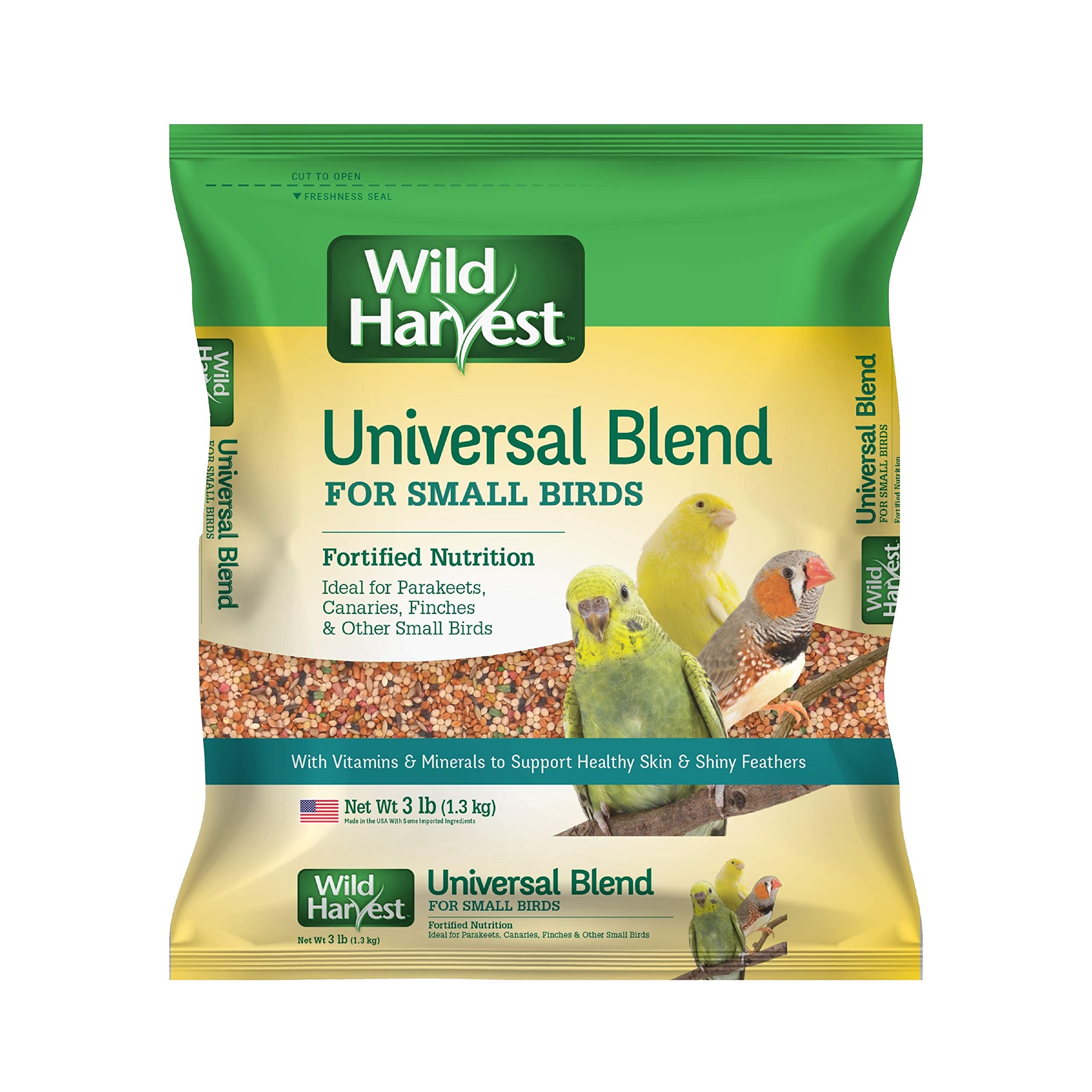 Wild Harvest Mezcla Universal para Aves Pequenas, empaque listo para alimentar diariamente.