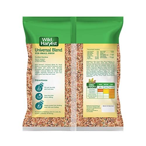 Wild Harvest Mezcla Universal, primer plano de semillas de alta calidad para aves Pequenas.