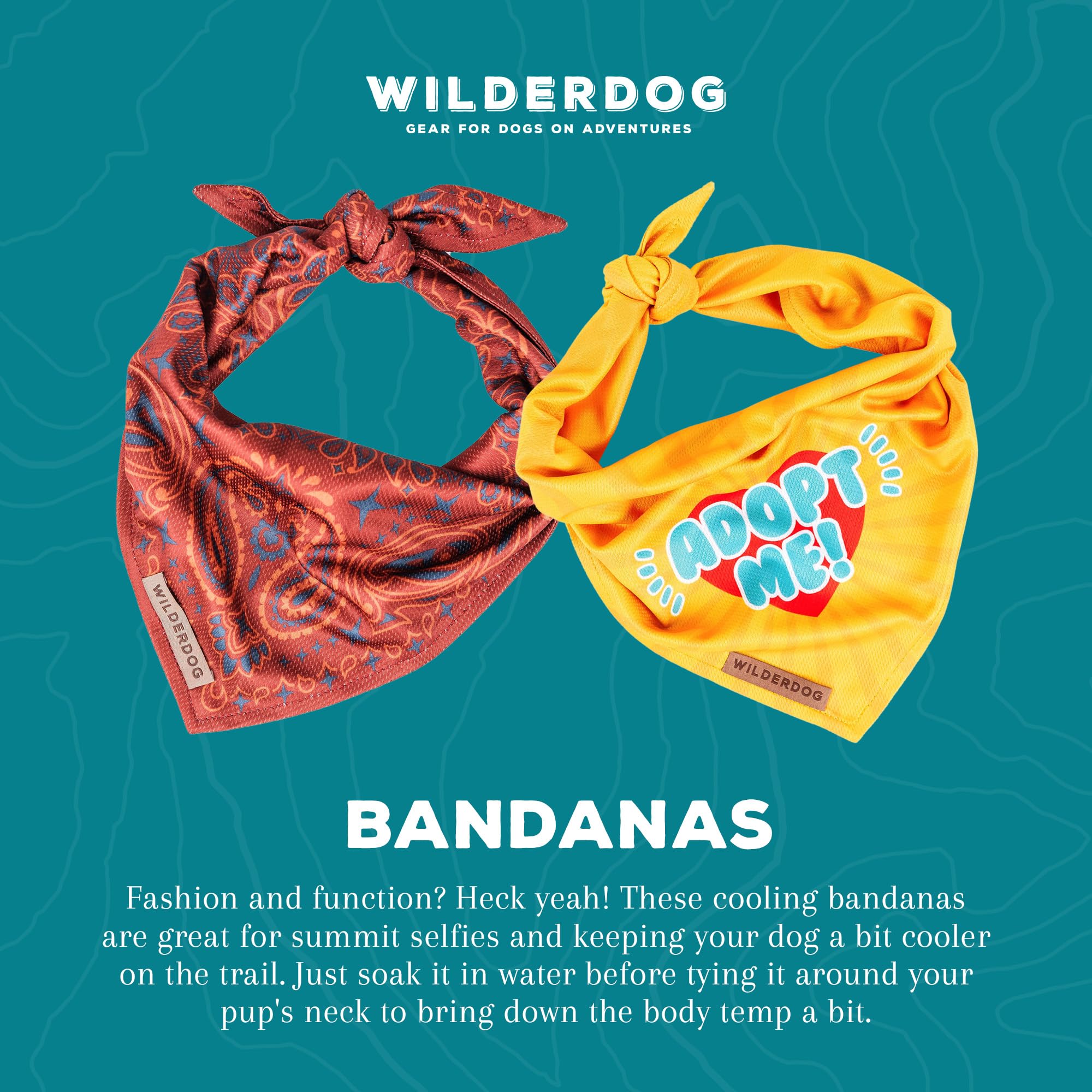 Bandana Wilderdog con tejido de mezcla poli suave para aventuras al aire libre.
