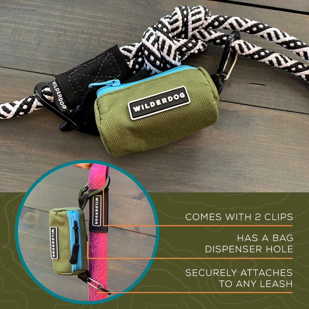 Wilderdog gancho para correa en el dispensador, sujeción estable para salidas al aire libre.