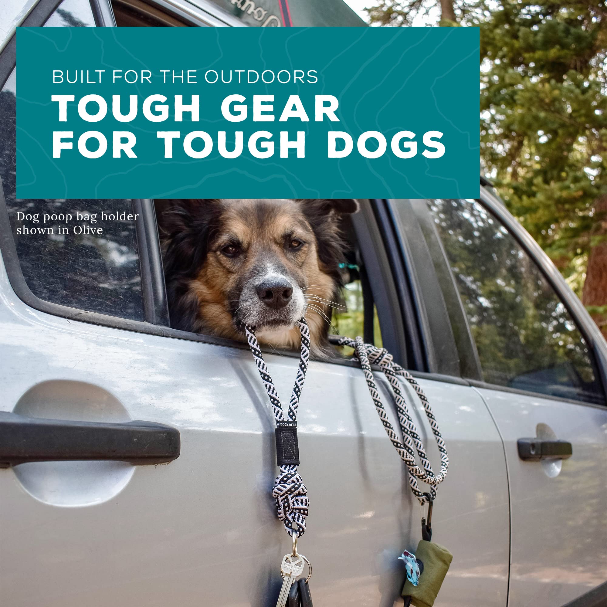 Wilderdog tapa ergonómica del dispensador en verde oscuro, facilita abrir durante el paseo.