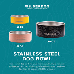 Tazón negro Wilderdog de acero inoxidable, diseño duradero para uso diario.