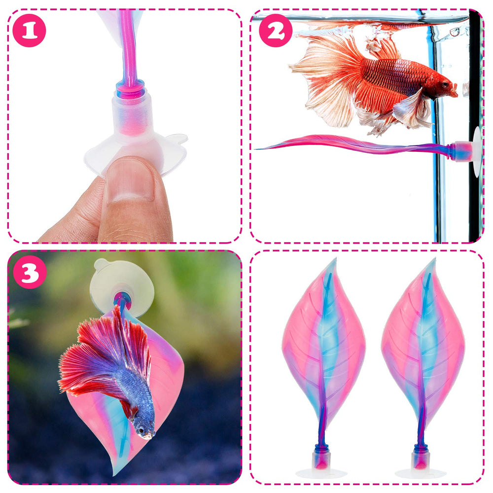 Willbond decoracion acuario hoja rosa, elemento decorativo seguro y duradero.