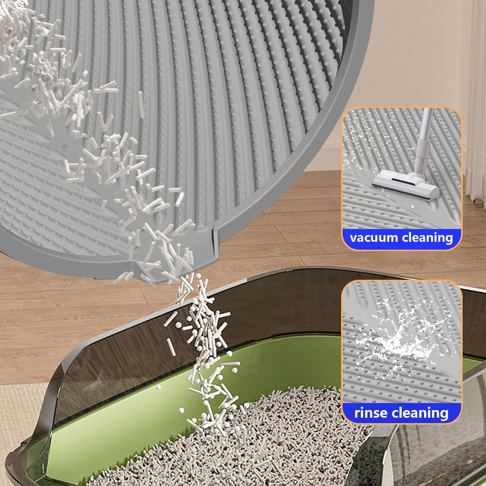 windhunt limpieza fácil de la alfombrilla gris para caja de arena