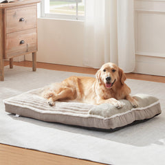 Cama WINDRACING para perro grande en beige, vista exterior y confort cálido.