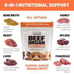 Winnie's Naturals Beef Organ Complex cuchara incluida facilita porciones diarias para perros.