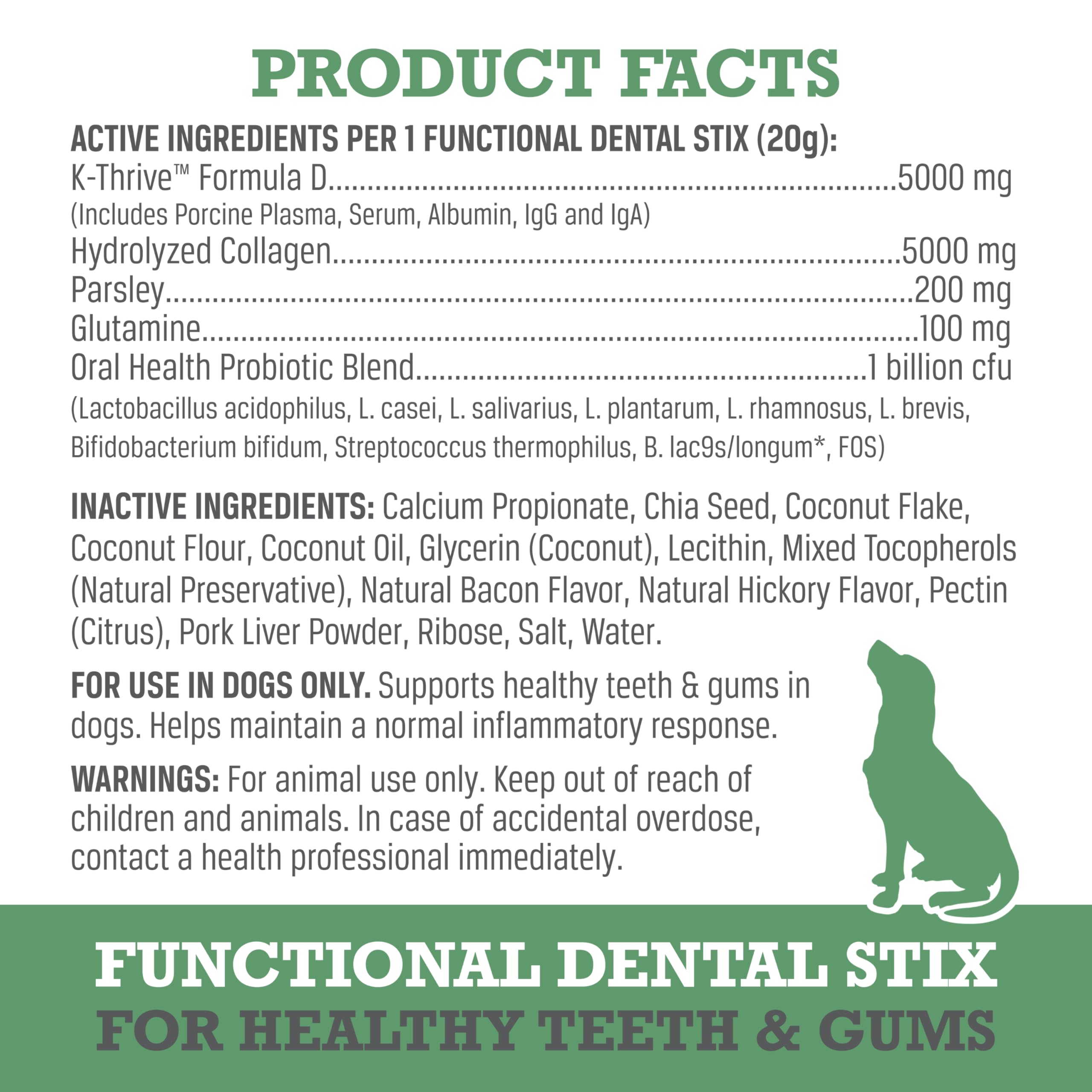 WINPRO Stix Dentales contienen colágeno hidrolizado y perejil para promover cuidados bucales.