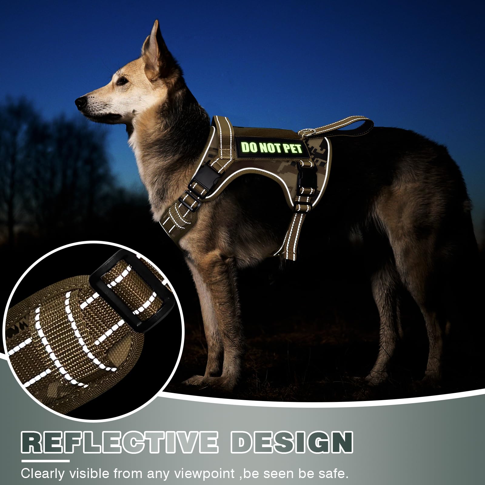 WINSEE arnés táctico para perros grandes con ajuste seguro