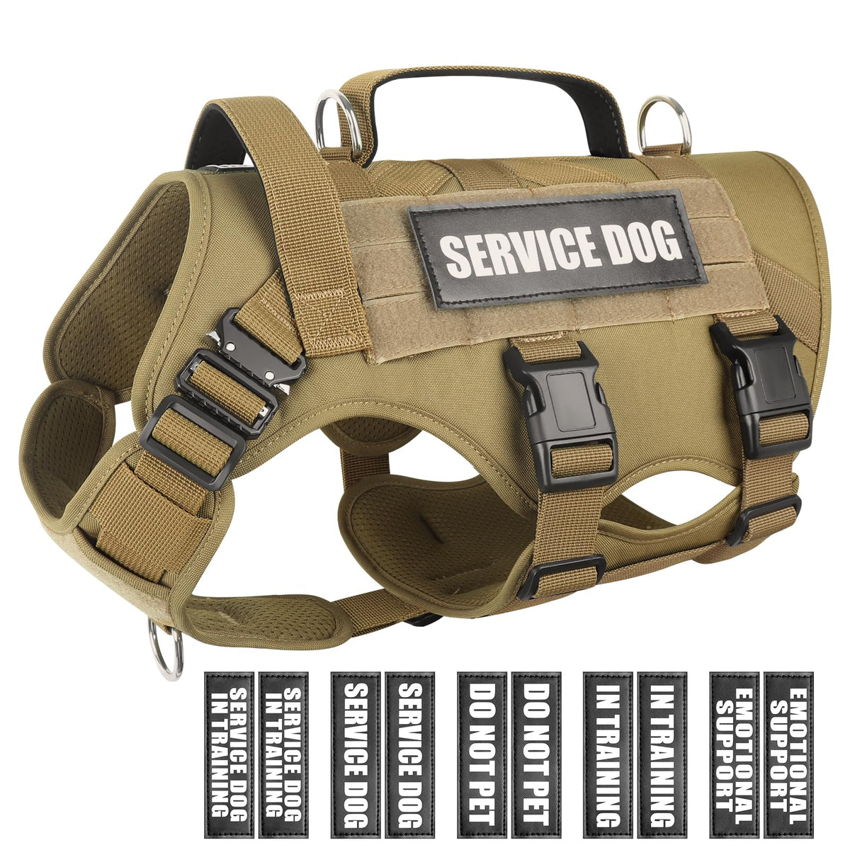 Chaleco WINSEE para perro de servicio, vista frontal con parches Molle para personalización y entrenamiento