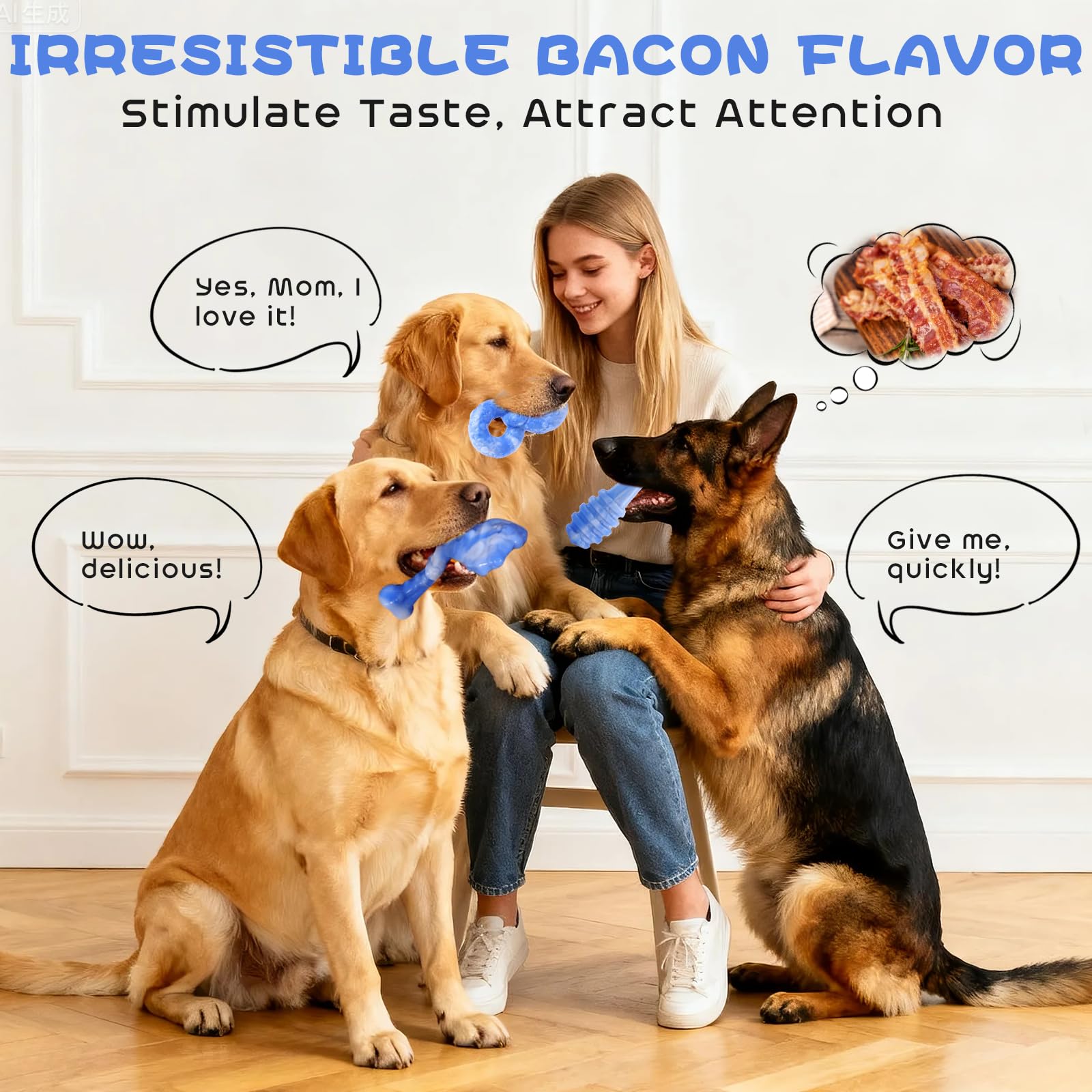 WinTour Juguetes Indestructibles 3-Pack Azul, conjunto completo para perros activos.