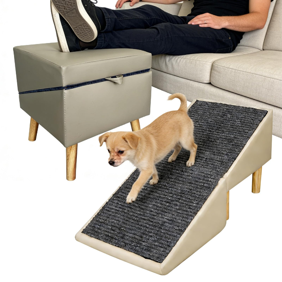 Rampa-ottomán-perro para sofá de WLDGQGE, facilita subir al sofá con seguridad.