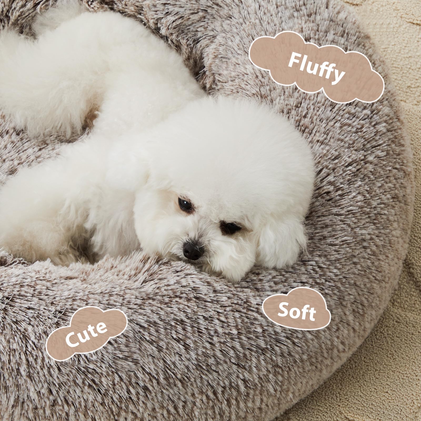 Cama donut WNPETHOME para gatos, felpa suave para reposo cómodo.