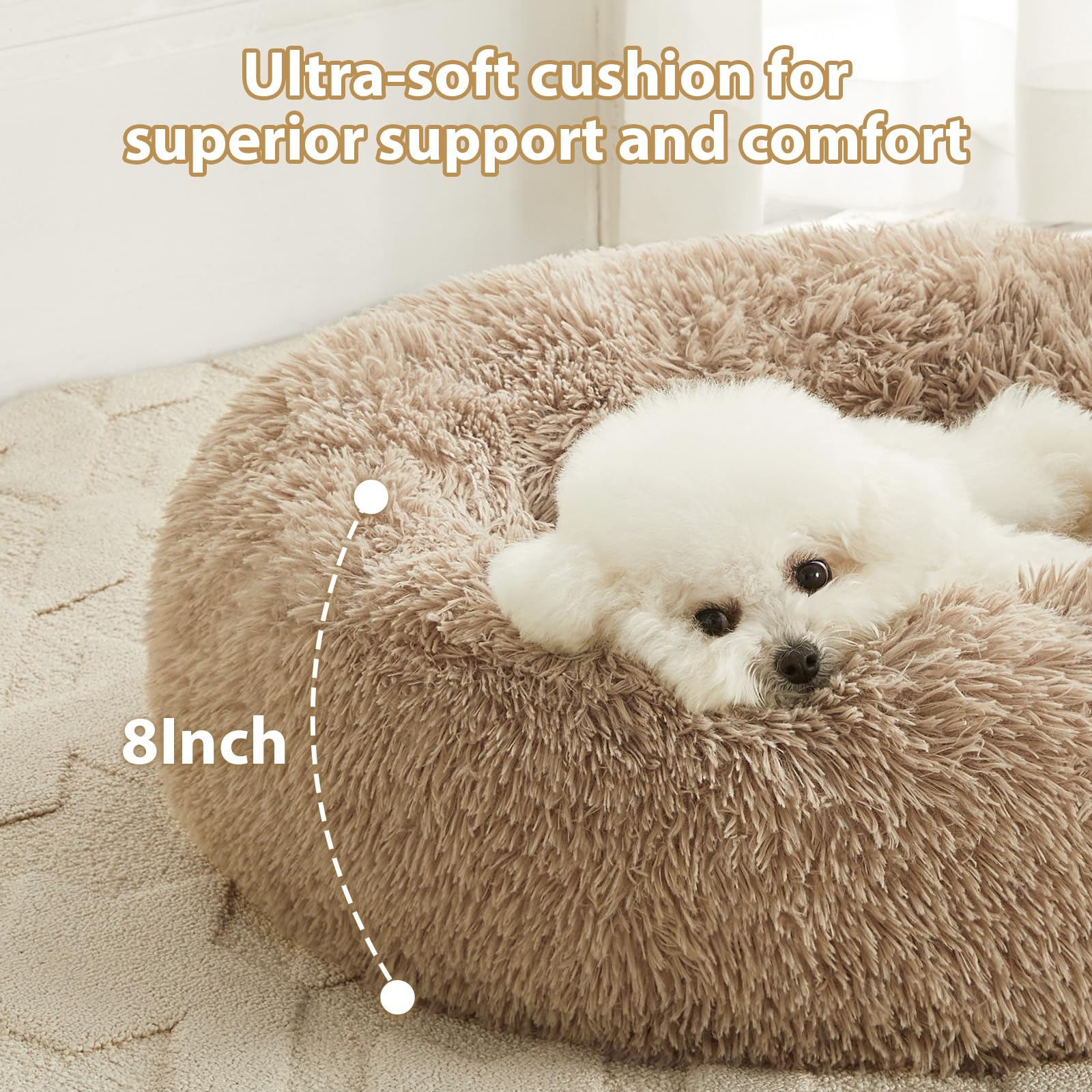Cama WNPETHOME para perro, forma dona con soporte alto para comodidad.