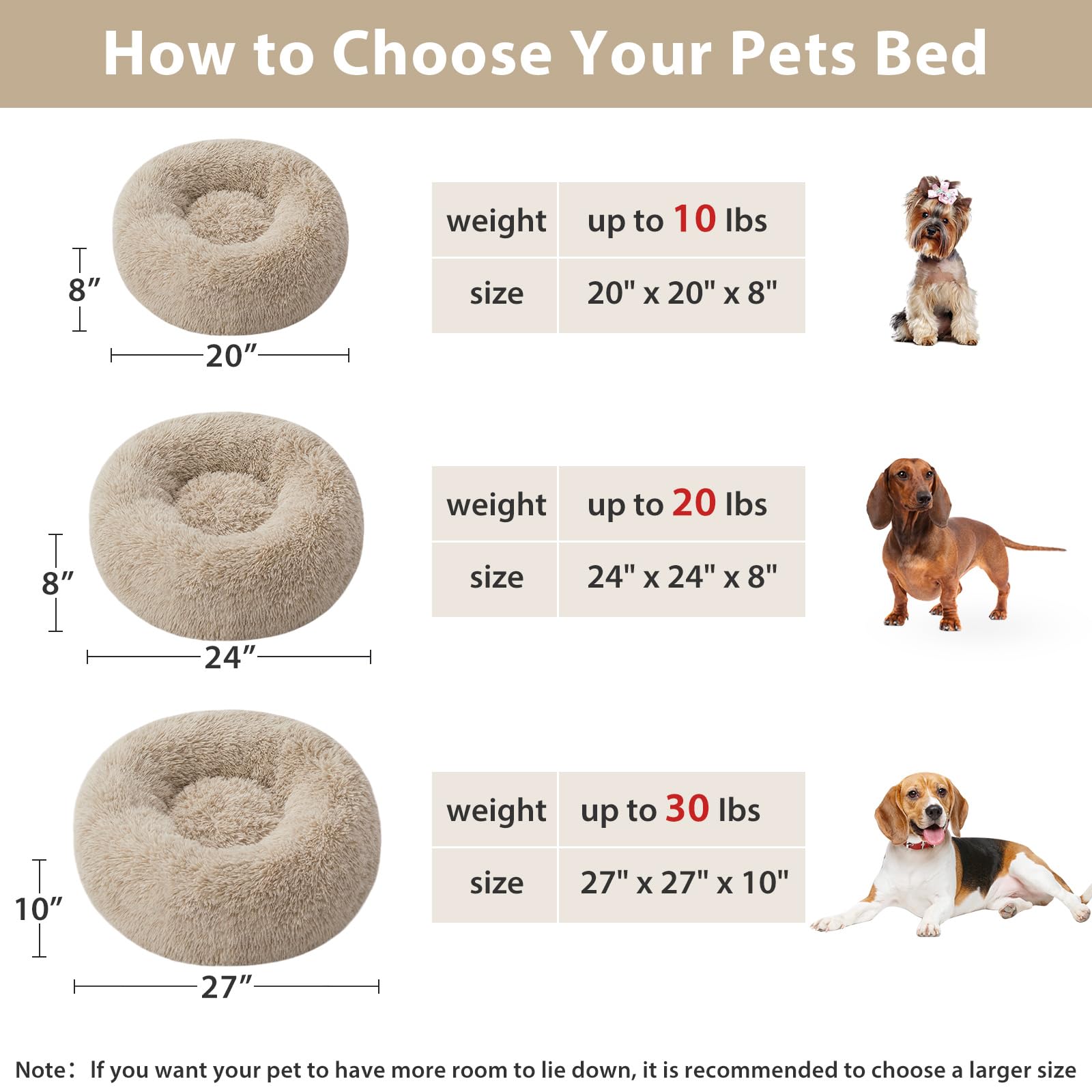 Cama para perro WNPETHOME, forma dona con bordes reforzados para confort.