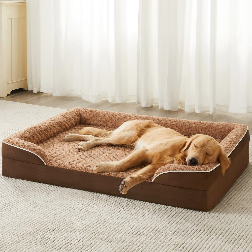 Cama WNPETHOME para perros grandes con sofá ortopédico que apoya cuello y espalda.