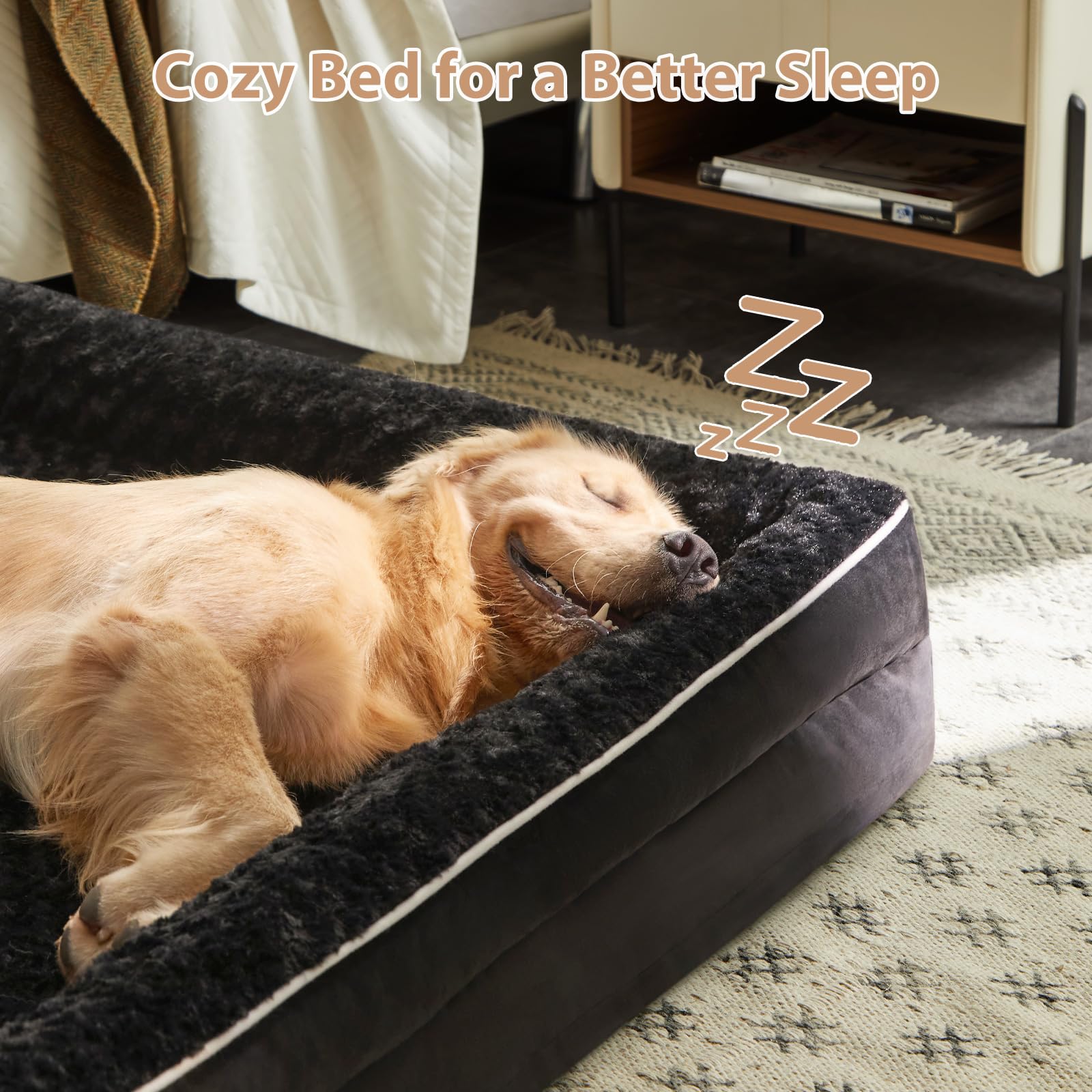 Cama para perros grandes de WNPETHOME con tres lados que brindan seguridad