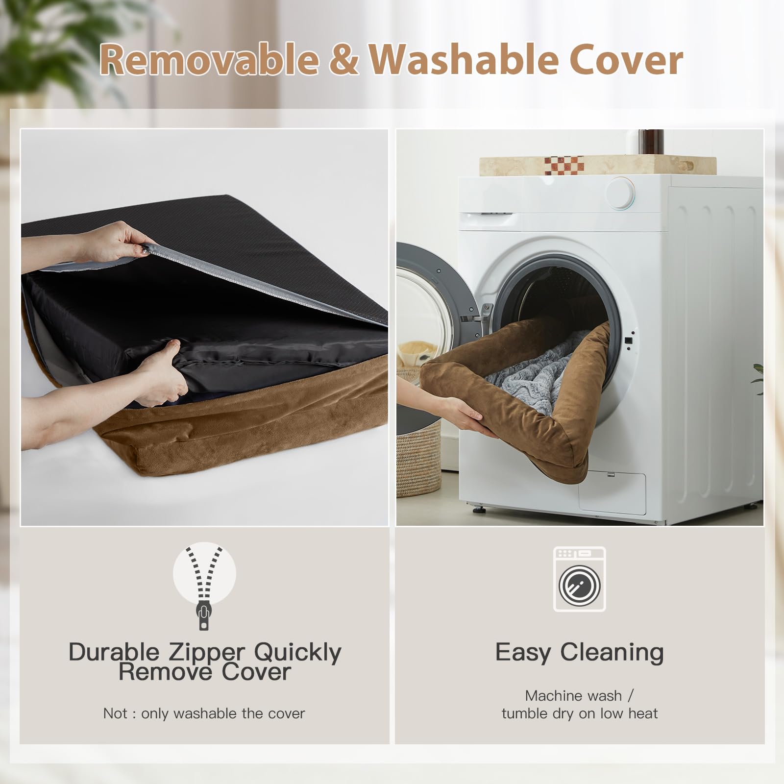 Cremallera lavable de funda WNPETHOME para limpieza rápida y eficiente
