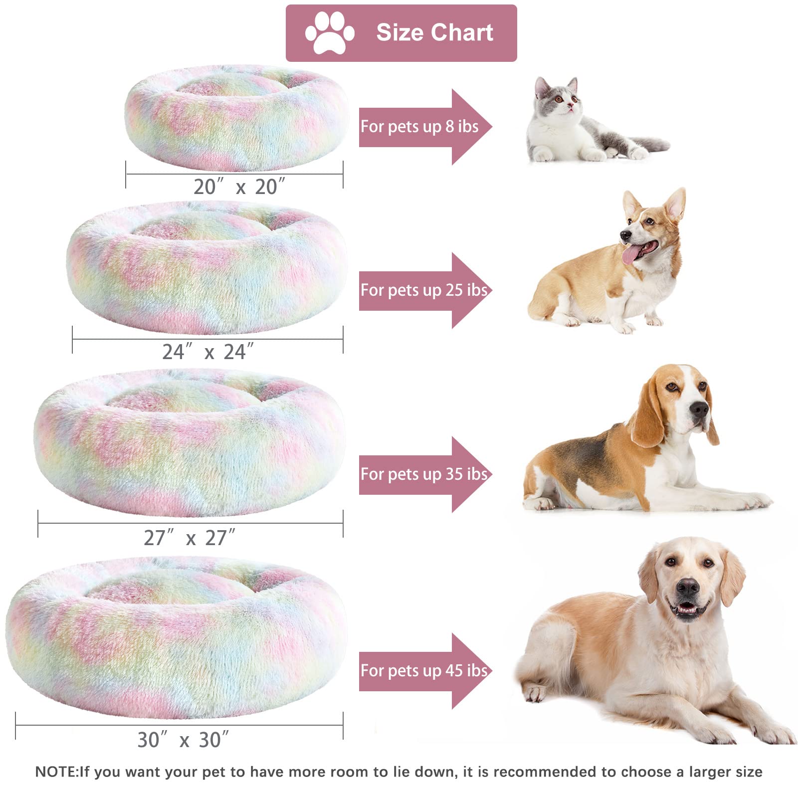 Funda lavable WNPETHOME donut, cuidado sencillo y limpieza