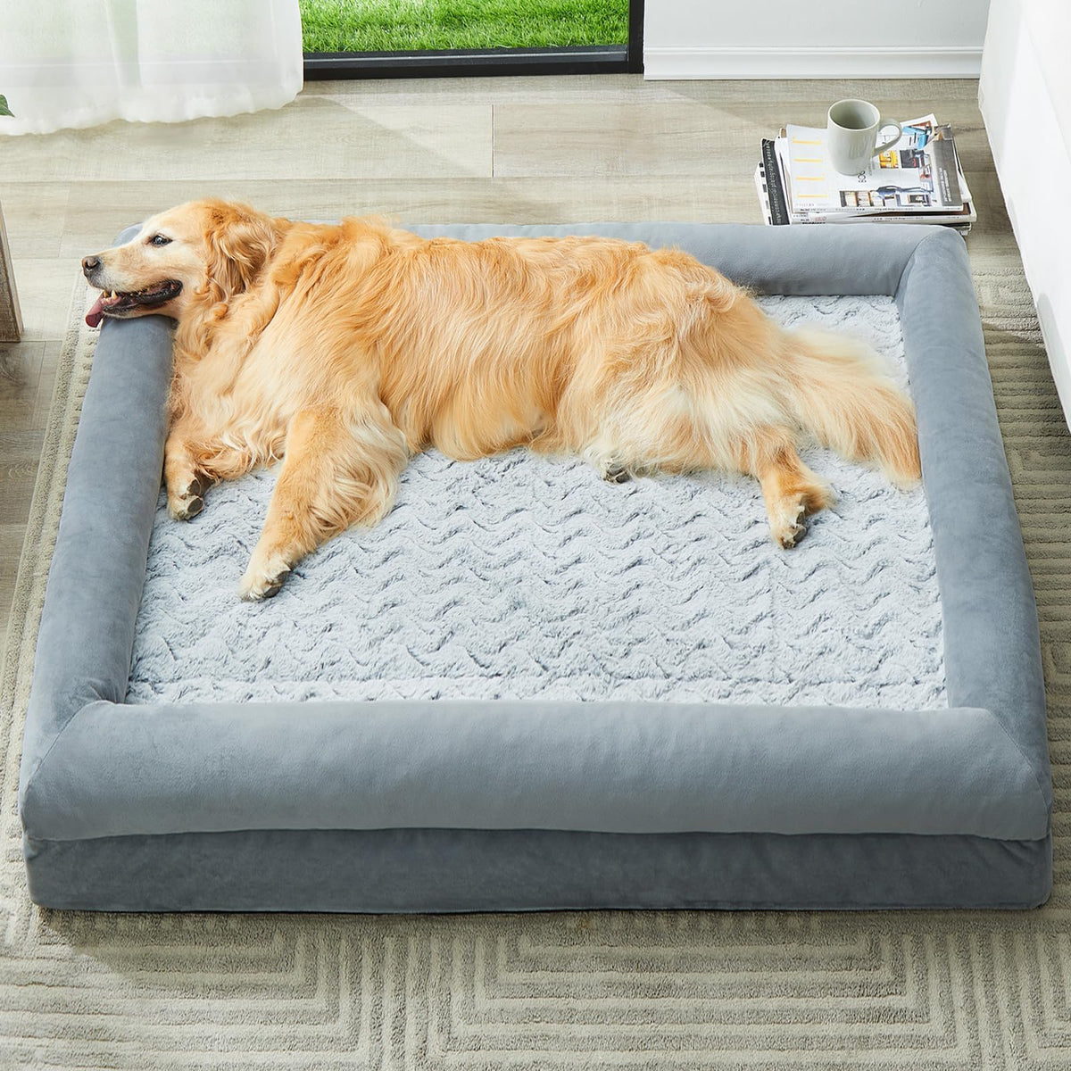 WNPETHOME XL cama para perros con terciopelo suave para mayor confort.