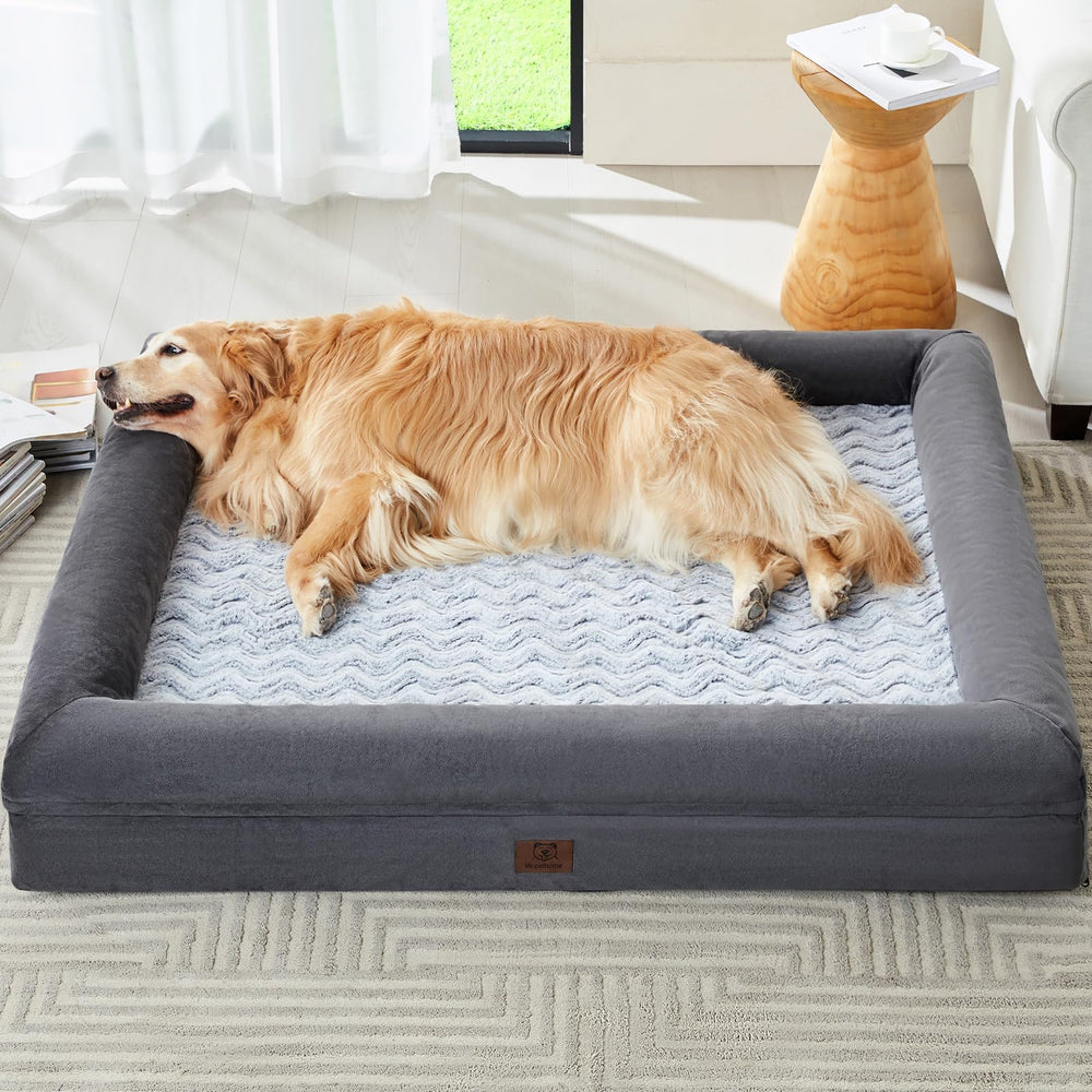 Cama para perros grande WNPETHOME XL con funda de terciopelo suave para mayor comodidad.