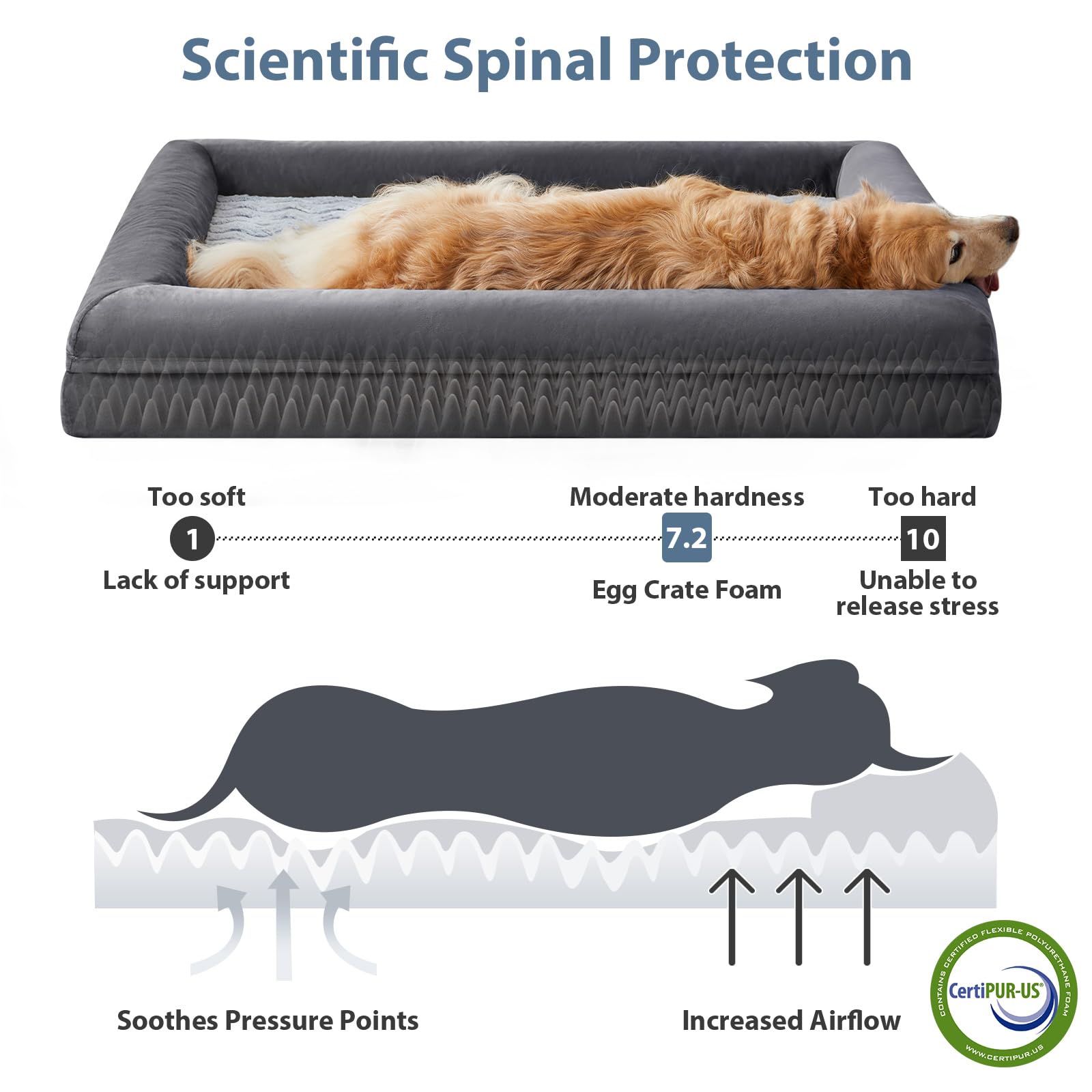 WNPETHOME XL espuma ortopedico-huevo ofrece soporte a las articulaciones.