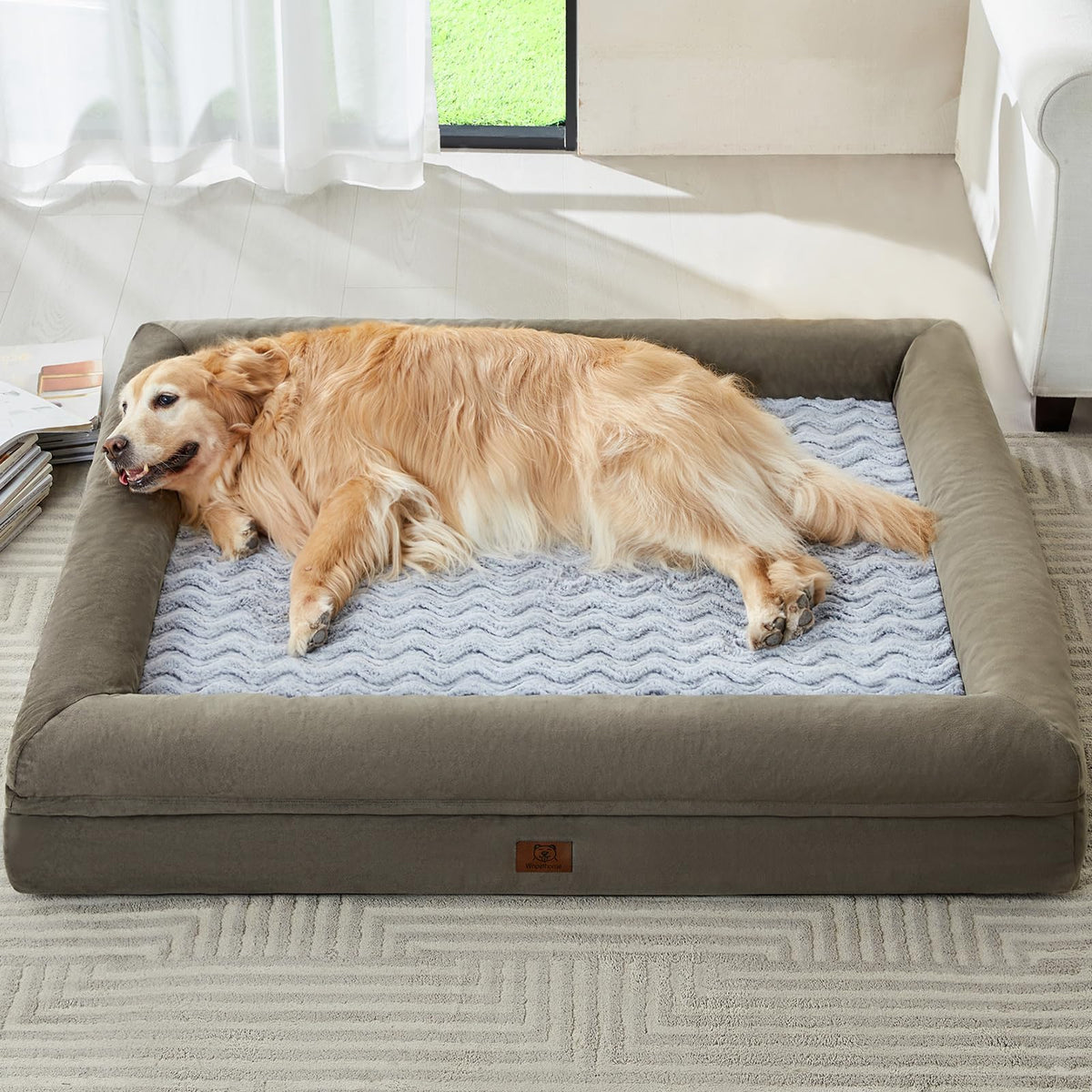 Cama para perro WNPETHOME XXL con funda impermeable para facilitar la limpieza