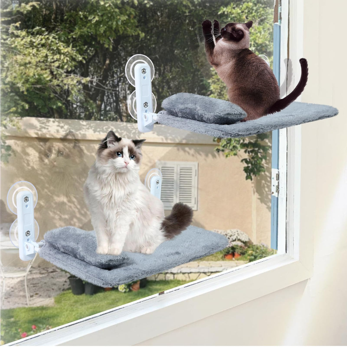 Wn's Day hamacas de ventana para gatos, dos piezas para convivencia sin peleas.