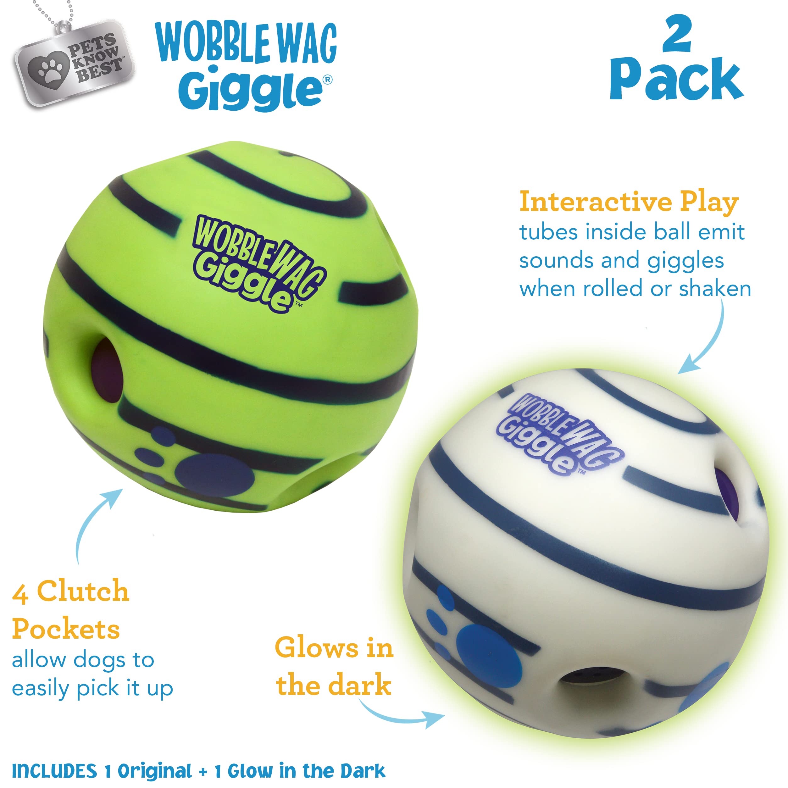 Bola Wobble Wag Giggle iluminada para juego nocturno seguro y divertido.