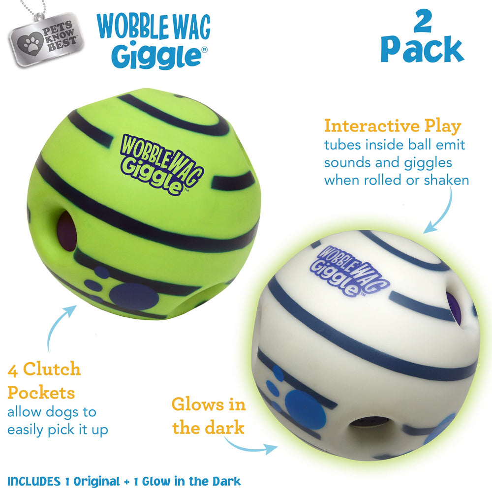 Bola Wobble Wag Giggle iluminada para juego nocturno seguro y divertido.