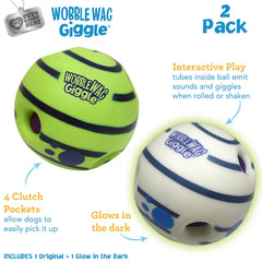 Bola Wobble Wag Giggle iluminada para juego nocturno seguro y divertido.