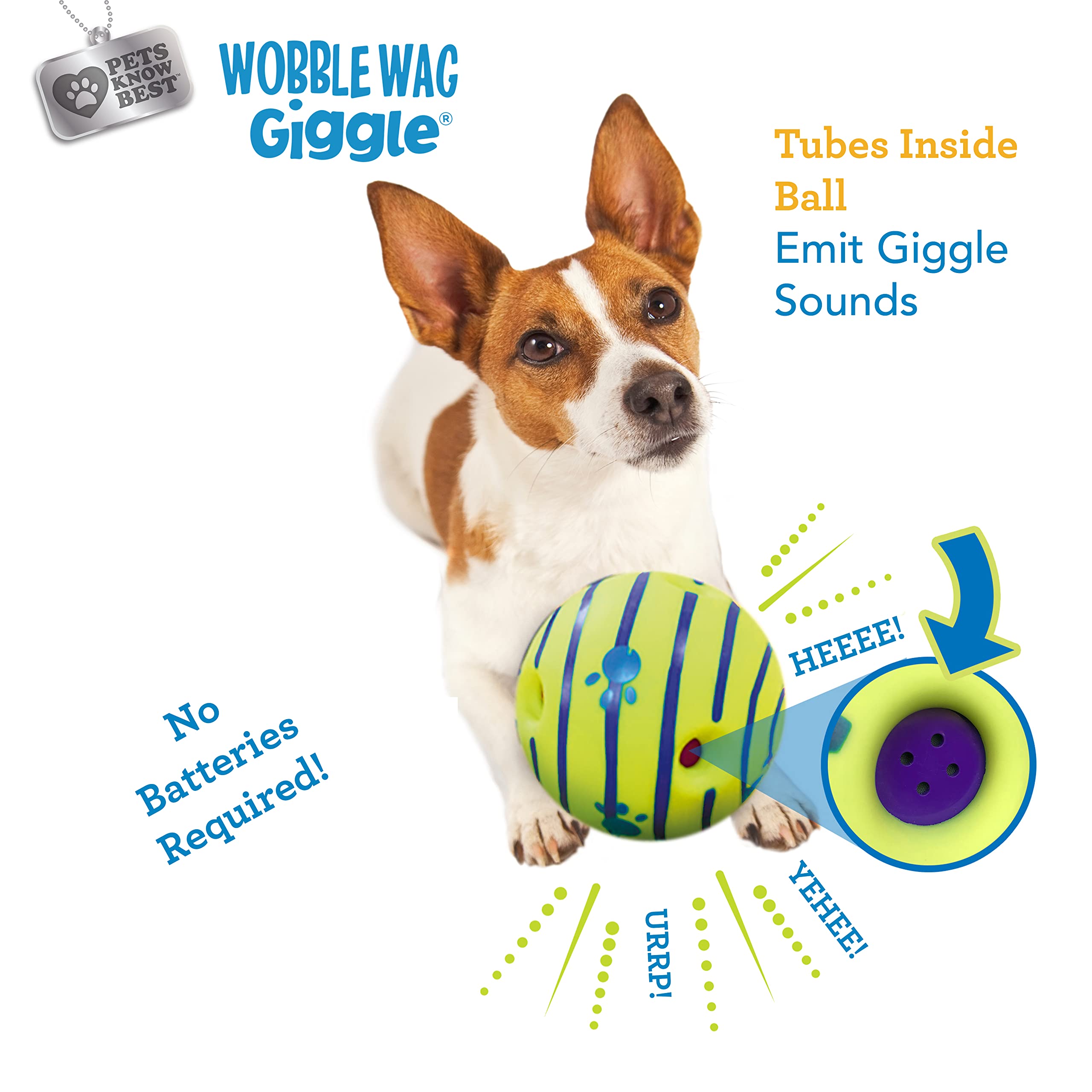 Bola Wobble Wag Giggle con tubos internos que generan risas al rodar.