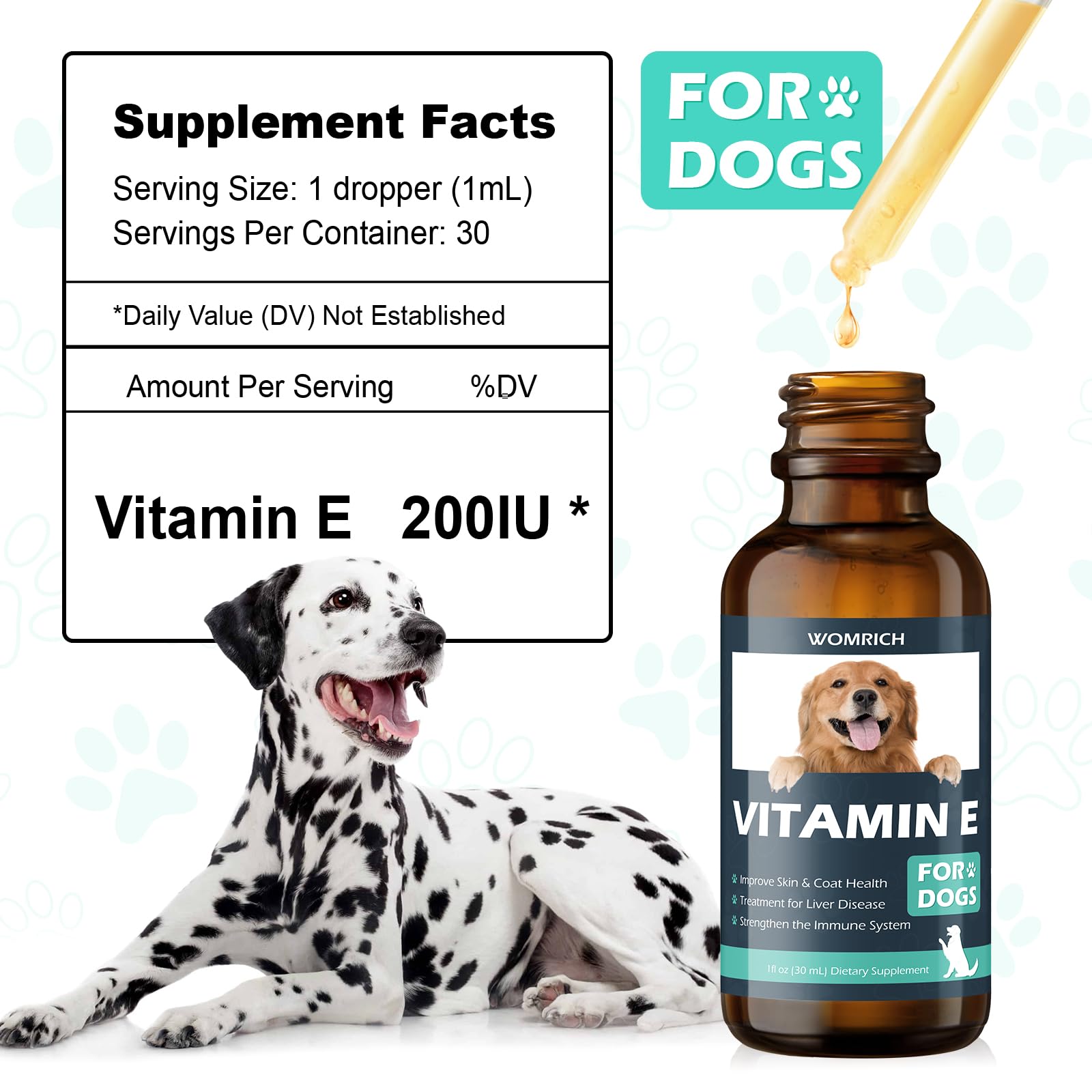 WOMRICH Vitamina E para perros fortalece la inmunidad.