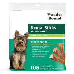 Wonder Bound bâton dentaire poulet: 6 crêtes pour réduire la plaque chez les petits chiens.