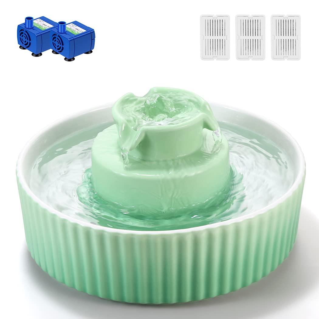 Wonder Creature Cupcake: fuente cerámica verde para gatos, fomenta la hidratación.