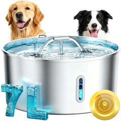 Wonder Creature muestra la fuente de 7L, ideal para varios días de agua para mascotas.