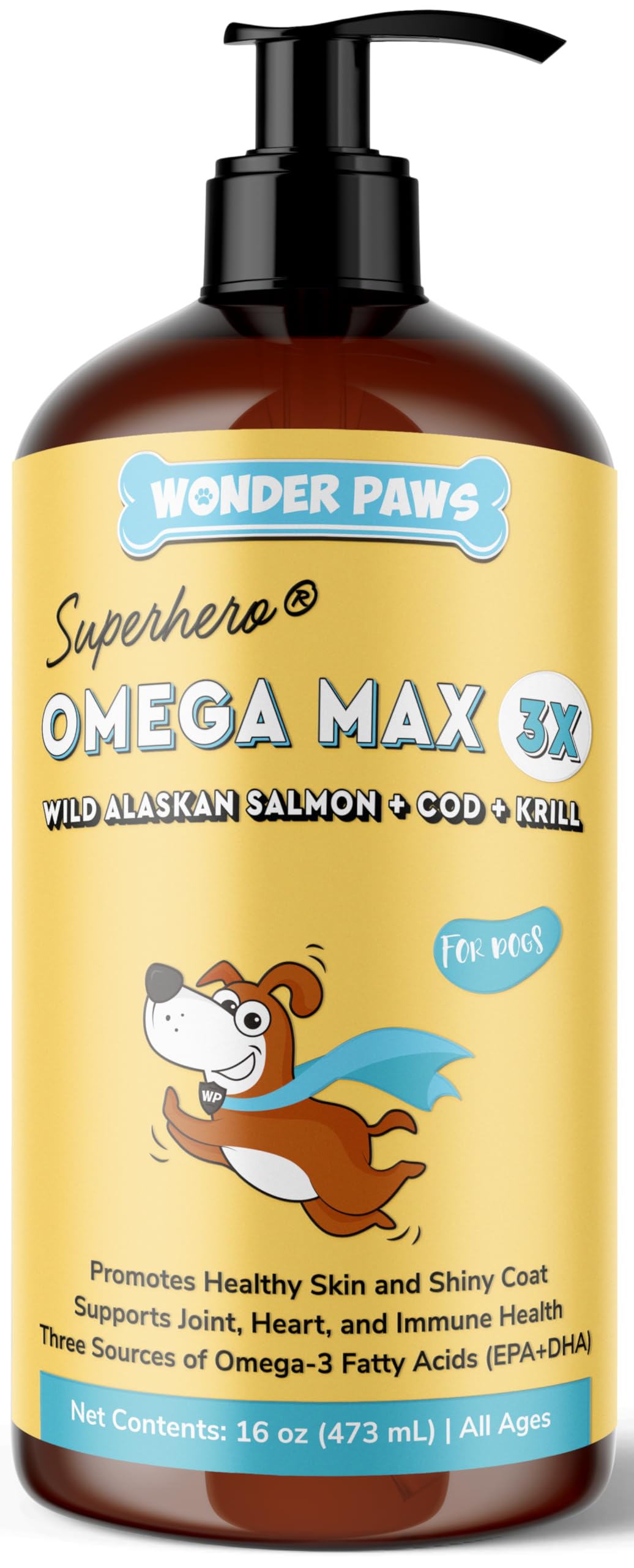 Wonder Paws Aceite Pescado Salmón, botella para apoyar pelaje y piel.