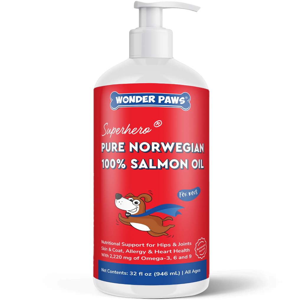 Wonder Paws aceite de salmón para perros en bote para un pelaje suave