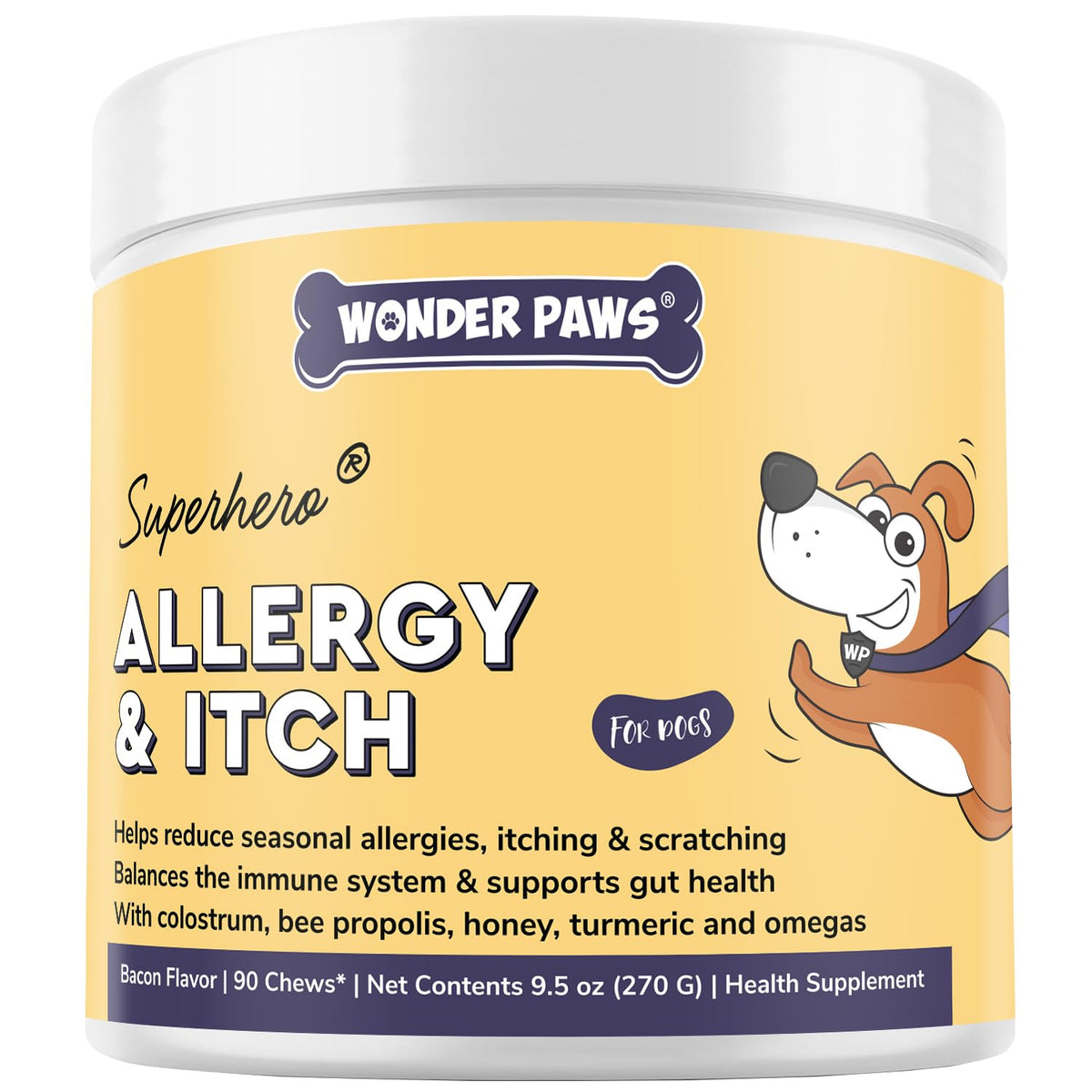 Wonder Paws botella de masticables; apoyo a la piel frente a alergias