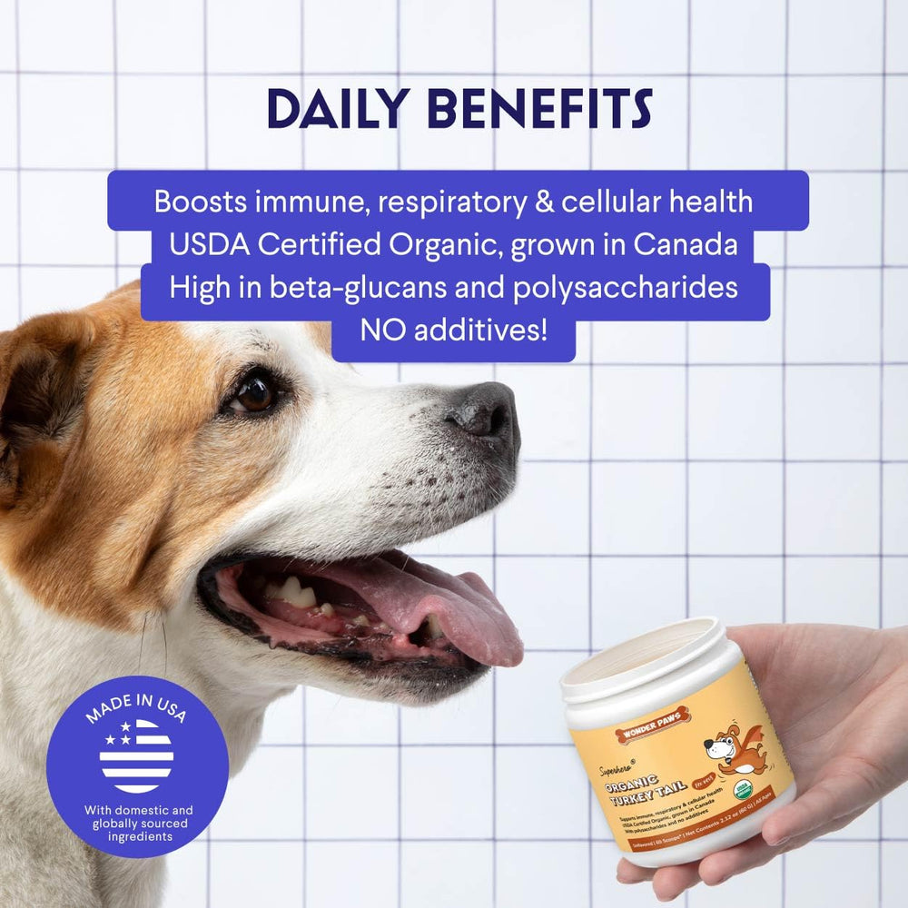 Wonder Paws hongo cola de pavo para perros, adición a la dieta; podría mejorar la experiencia de alimentación.