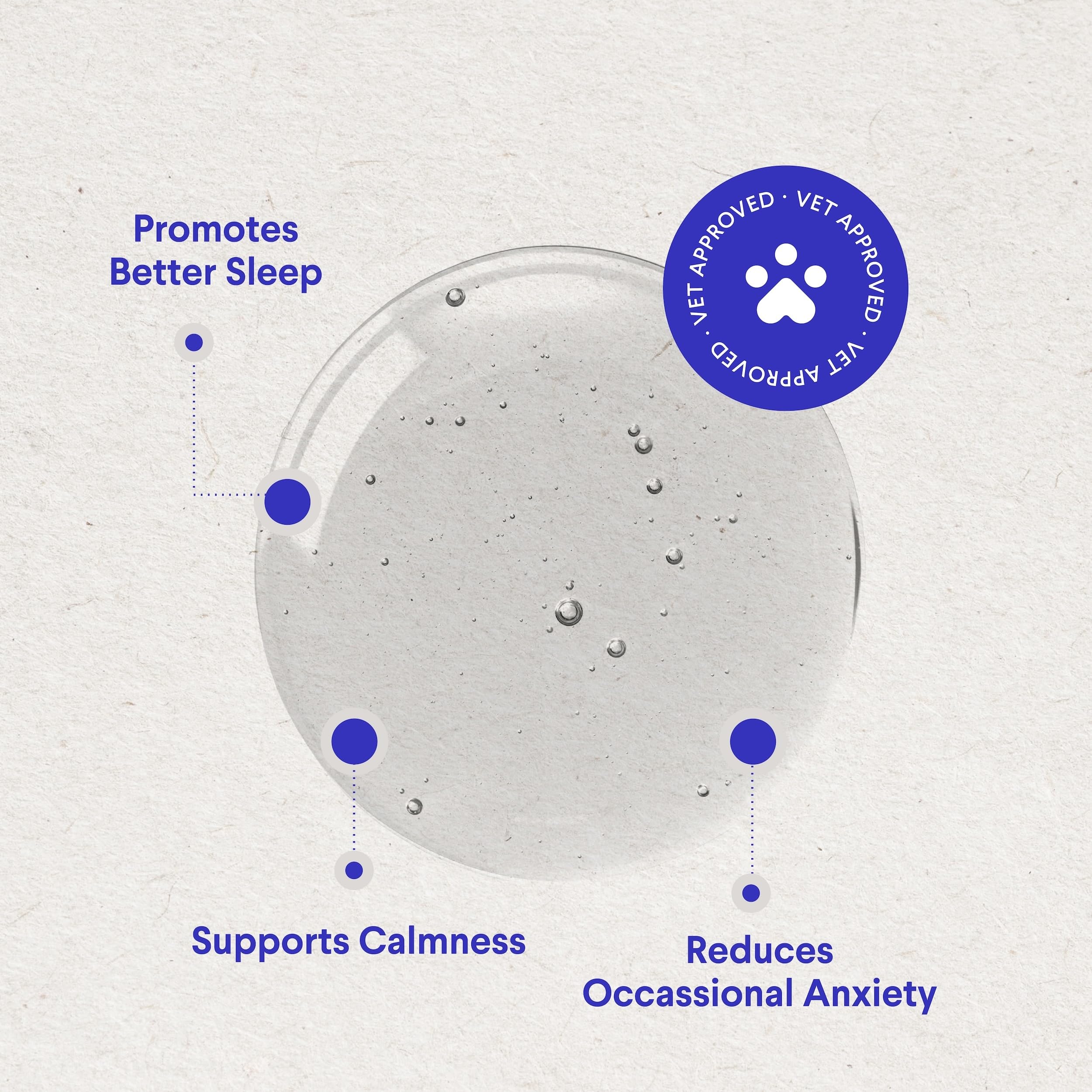 Wonder Paws melatonina para perros: etiqueta Suntheanine para soporte calmante.