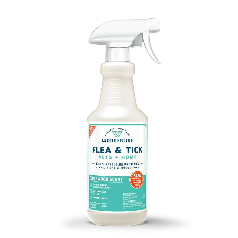 Spray Wondercide de cedro para mascotas, pulverización suave contra pulgas y garrapatas.
