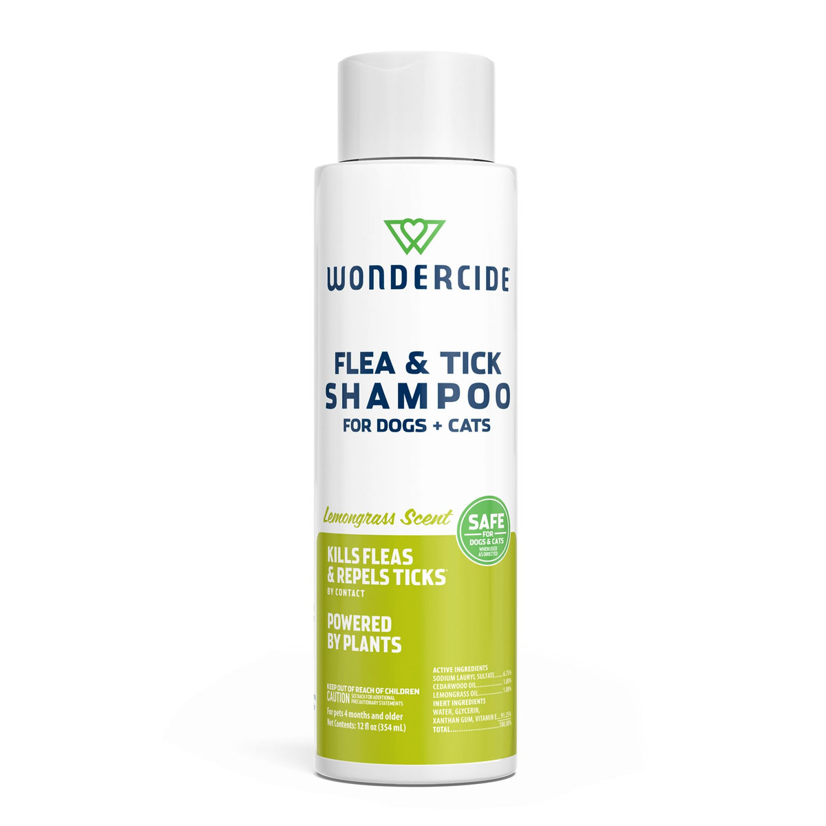 Wondercide champú pulgas y garrapatas en botella para limpieza suave de mascotas.
