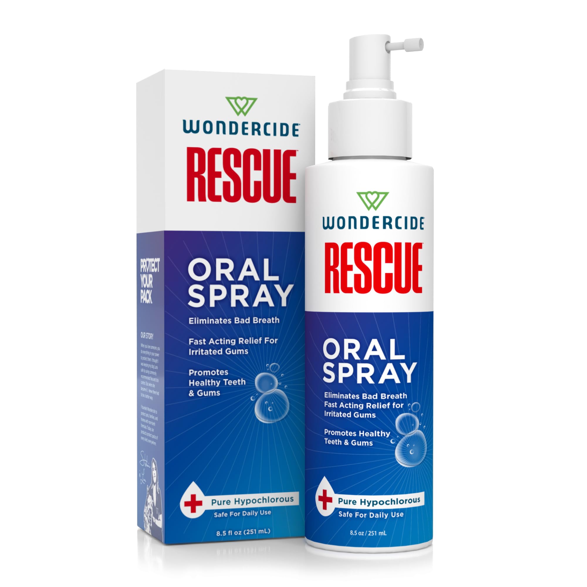 Wondercide Rescue spray bucal para aliento fresco sin cepillado.