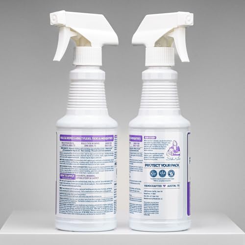 Aplicación en perro con spray Wondercide Rose para repeler pulgas y garrapatas.