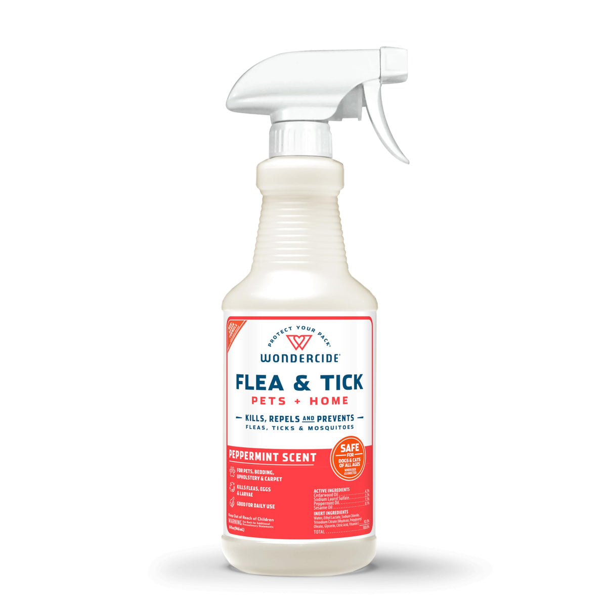 Wondercide spray contra pulgas y garrapatas en mascotas.