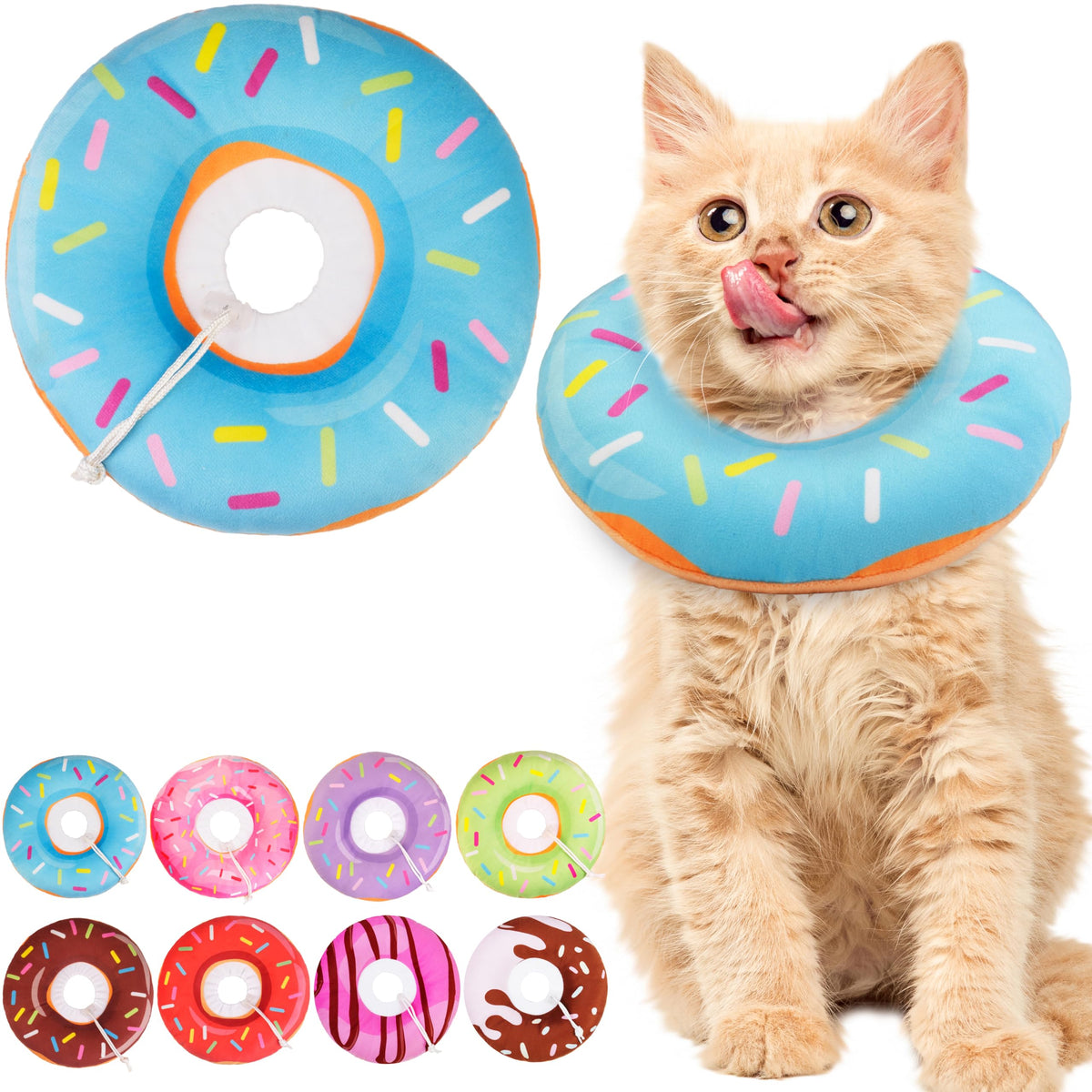Collar rosquilla azul de Wonone protege la zona quirúrgica sin irritar.